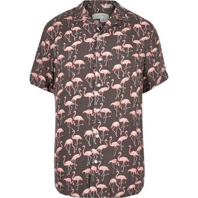 River Island Mens Flamingo Print Shirt