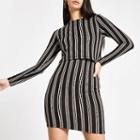 River Island Womens Stripe Long Sleeve Bodycon Mini Dress