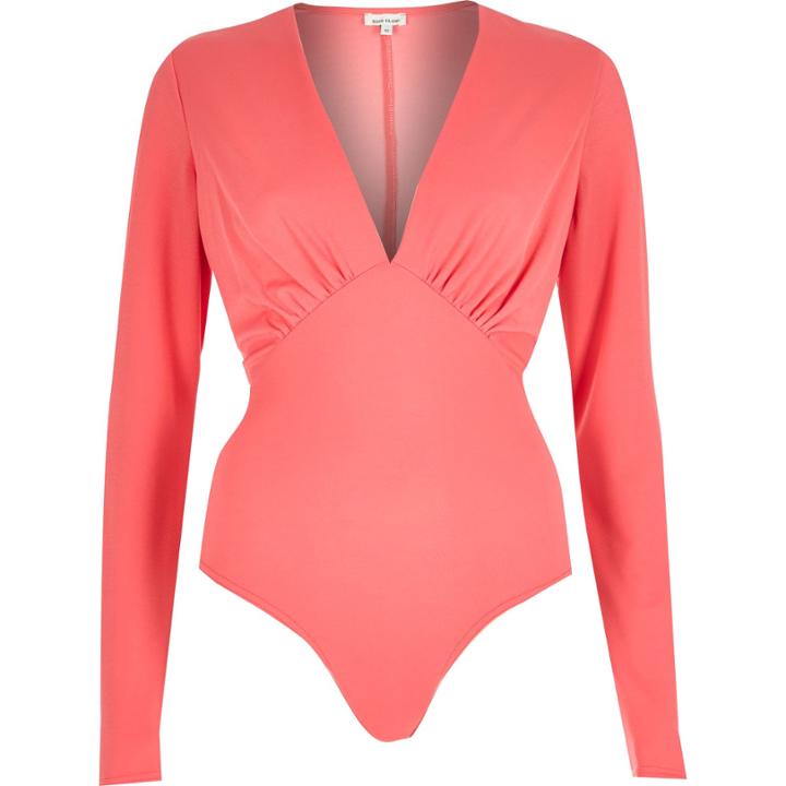River Island Womens Pink Plunge Bodysuit