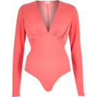 River Island Womens Pink Plunge Bodysuit