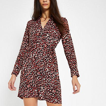 River Island Womens Print Wrap Tea Dress