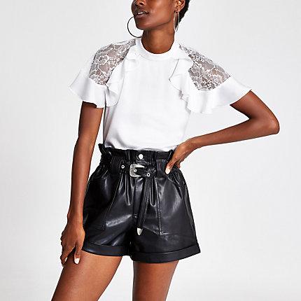 River Island Womens White Lace Top