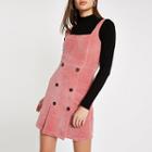 River Island Womens Button Front Cord Pinafore Dress