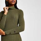 River Island Womens Roll Neck Bodycon Cable Knitted Dress