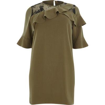 River Island Womens Plus Frill Lace Insert Shift Dress
