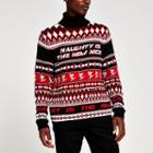 River Island Mens Roll Neck Printed Christmas Jumper