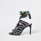 River Island Womens Stripe Caged Tie Up Sandals