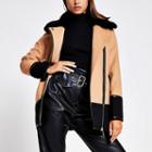 River Island Womens Colour Blocked Faux Fur Collar Coat