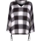 River Island Womens Check Split Sleeve Ruched Hem Top