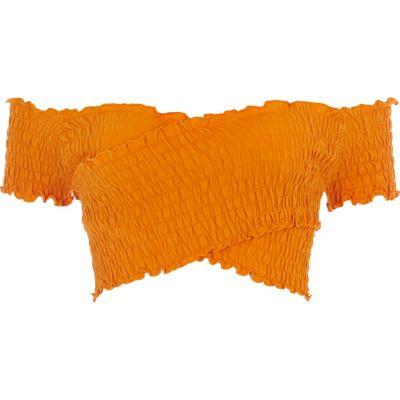 River Island Womens Petite Shirred Cross Wrap Crop Top