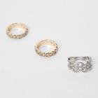 River Island Womens Gold And Silver Diamante Curb Chain Ring Pack