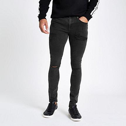 River Island Mens Spray On Ripped Ollie Jeans