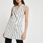 River Island Womens White Stripe Sleeveless Blazer Jacket