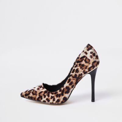 River Island Womens Leopard Print Wide Fit Pumps