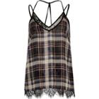 River Island Womens Checked Lace Cami Top