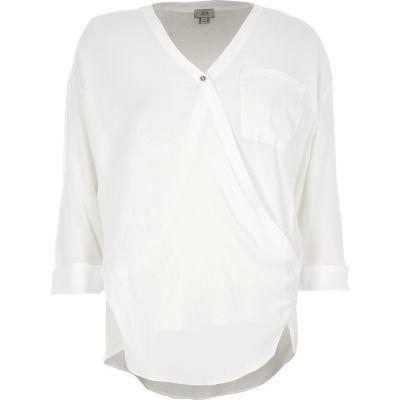 River Island Womens White V Neck Wrap Blouse