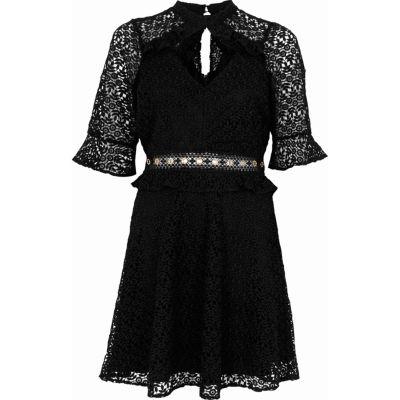 River Island Womens Lace Eyelet Waist Keyhole Dress