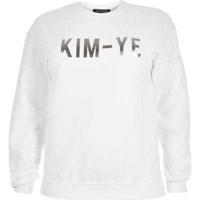River Island Womens Ri Plus White Slogan Sweatshirt