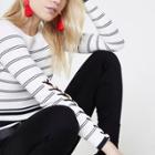 River Island Womens Petite Stripe Lace-up Sides Sweater