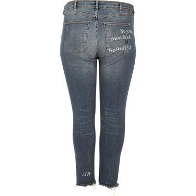 River Island Womens Plus Medium Alannah Slogan Jeans