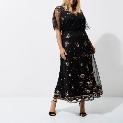 River Island Womens Plus Floral Embellished Maxi Dress