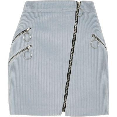 River Island Womens Corduroy Hoop Zip Biker Skirt