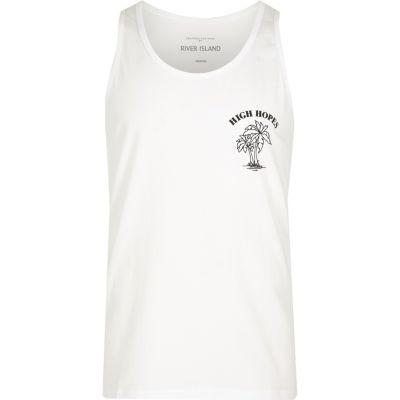 River Island Mens White 'high Hopes' Floral Print Vest