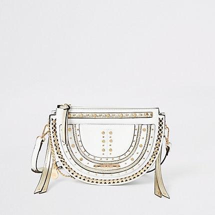 River Island Womens White Stud Embellished Cross Body Bag