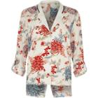 River Island Womens White Floral Print Split Back Pajama Shirt