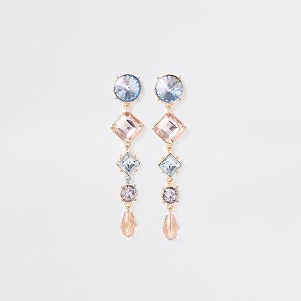 River Island Womens Gold Coloured Gem Drop Earrings