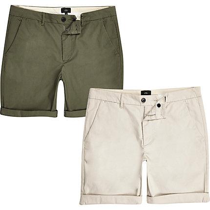 River Island Mens Skinny Fit Chino Shorts 2 Pack