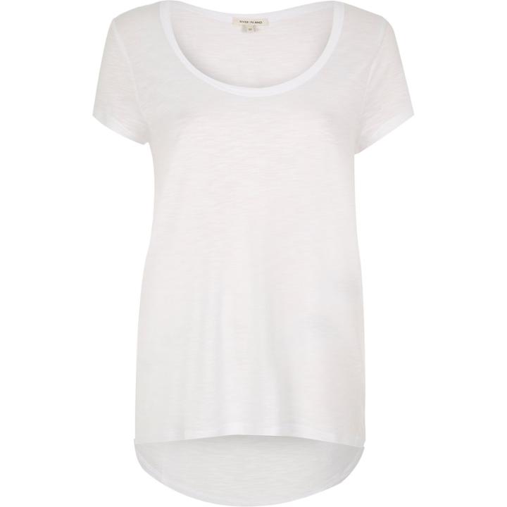 River Island Womens White Scoop Neck T-shirt