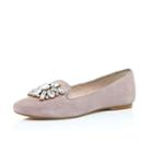 River Island Womens Suede Embellished Ballerina Flats