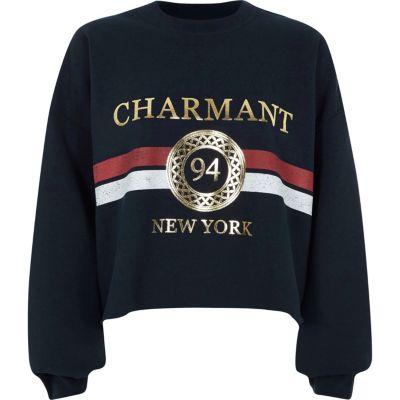 River Island Womens 'charmant' Stripe Cropped Sweatshirt
