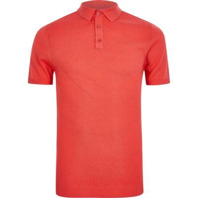 River Island Mens Muscle Fit Textured Polo Shirt