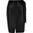 River Island Womens Leather Look Wrap Midi Skirt