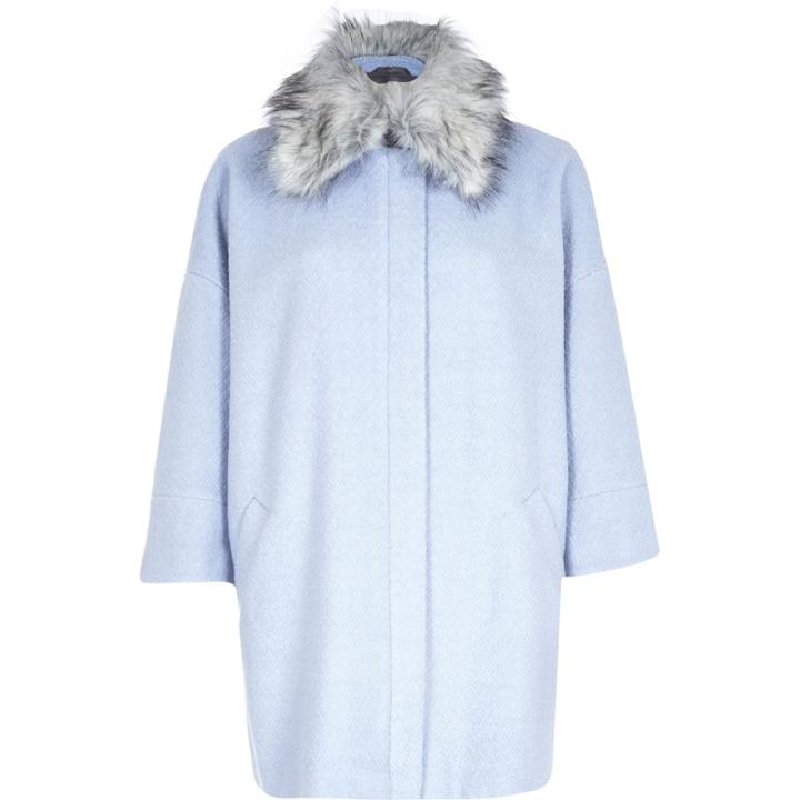 River Island Womens Faux Fur Collar Oversized Coat
