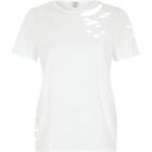 River Island Womens White Slashed Short Sleeve T-shirt