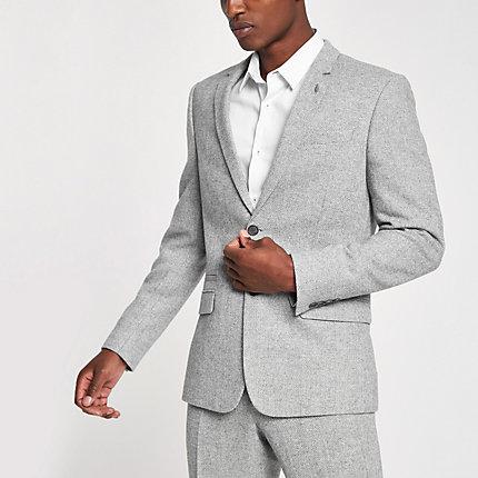 River Island Mens Herringbone Skinny Suit Jacket