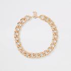 River Island Womens Gold Color Chunky Curb Chain Necklace