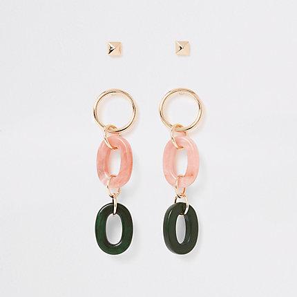 River Island Womens Interlinked Drop Earrings Pack