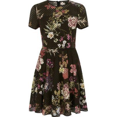 River Island Womens Laser Cut Floral Double Layer Dress