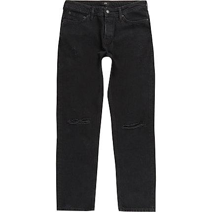 River Island Mens Ronnie Relaxed Straight Ripped Jeans