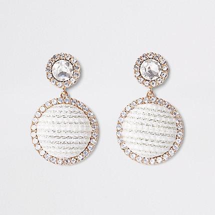 River Island Womens Gold Tone Rhinestone Boucle Circle Drop Earring