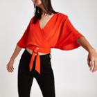 River Island Womens Wrap Tie Front Kimono Sleeve Top