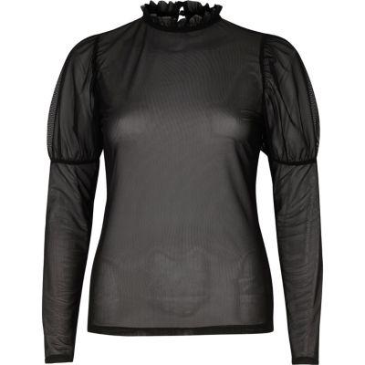 River Island Womens Sheer Mesh Puff Sleeve Top