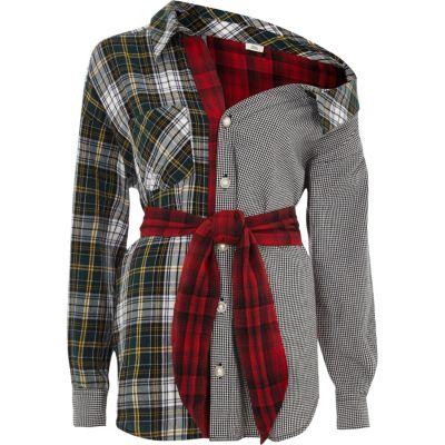 River Island Womens Deconstructed Mixed Check Shirt