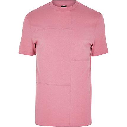 River Island Mens Stitch Panel Slim Fit T-shirt