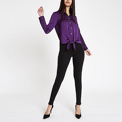 River Island Womens Tie Front Button-up Shirt