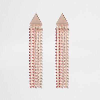 River Island Womens Rose Gold Tone Triangle Chain Dangle Earrings